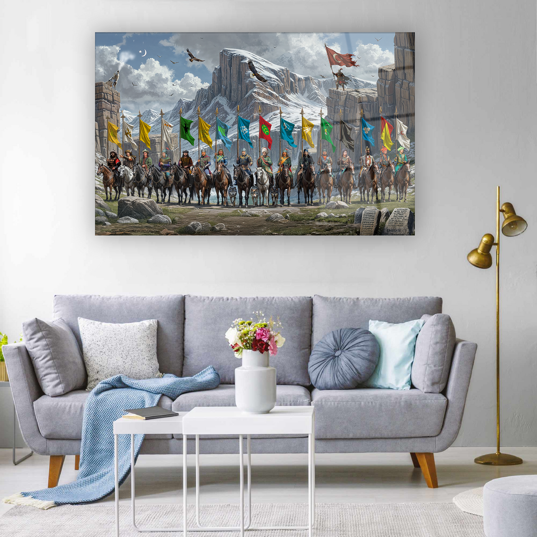 16 Türk Devlet Lideri Cam Tablo