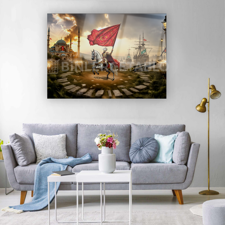 Fatih Sultan Mehmet At Üstünde Zafer Cam Tablo