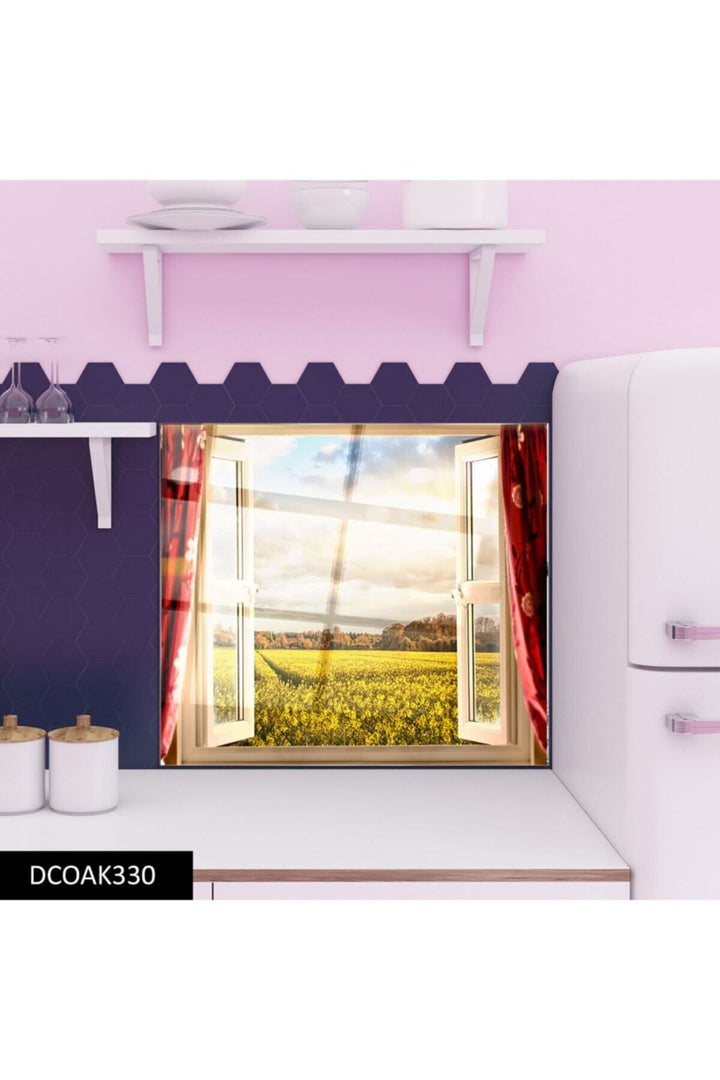 Cam Ocak Arkası Koruyucu Tezgah Ankastre Arkası Koruyucu Pencere Ve Doğa