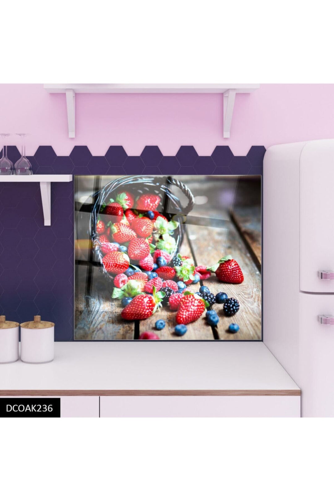 Cam Ocak Arkası Koruyucu Tezgah Ankastre Arkası Koruyucu Çilek