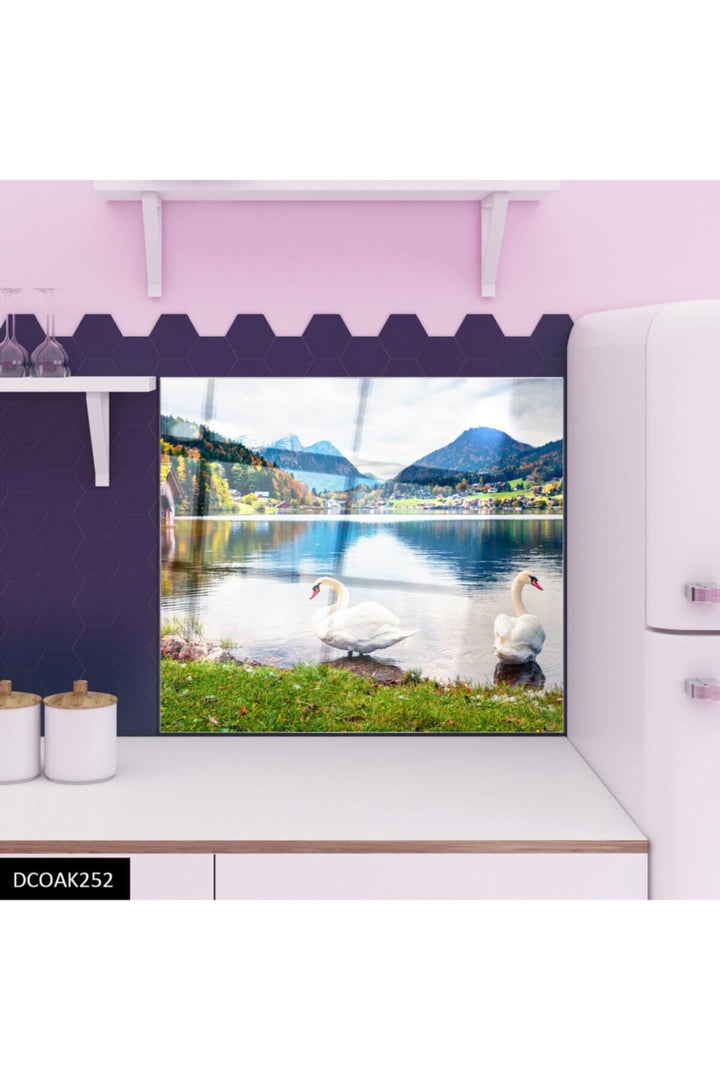 Cam Ocak Arkası Koruyucu Tezgah Ankastre Arkası Koruyucu Kuğu