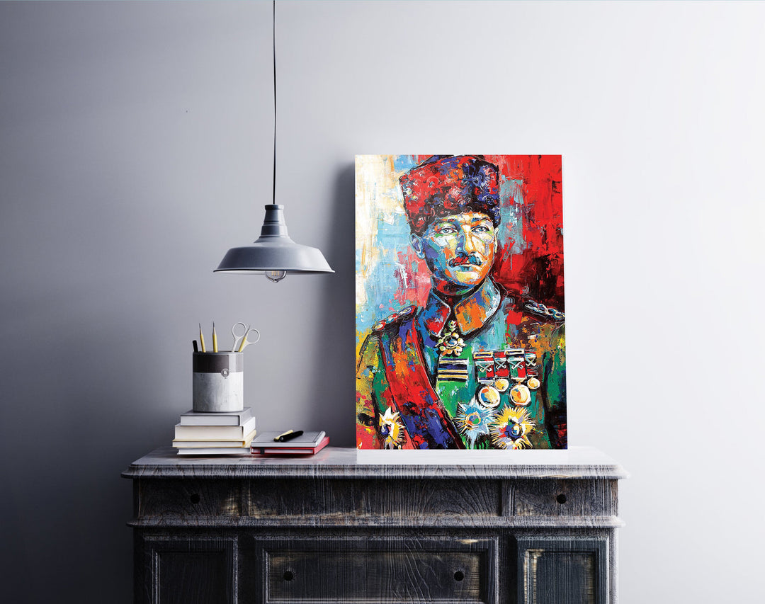 Renkli Atatürk Cam Tablo