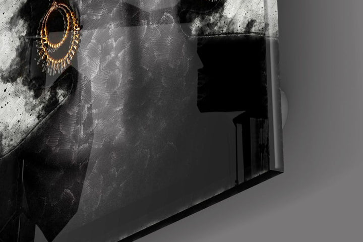 Afrikalı Kadın Portre Cam Tablo