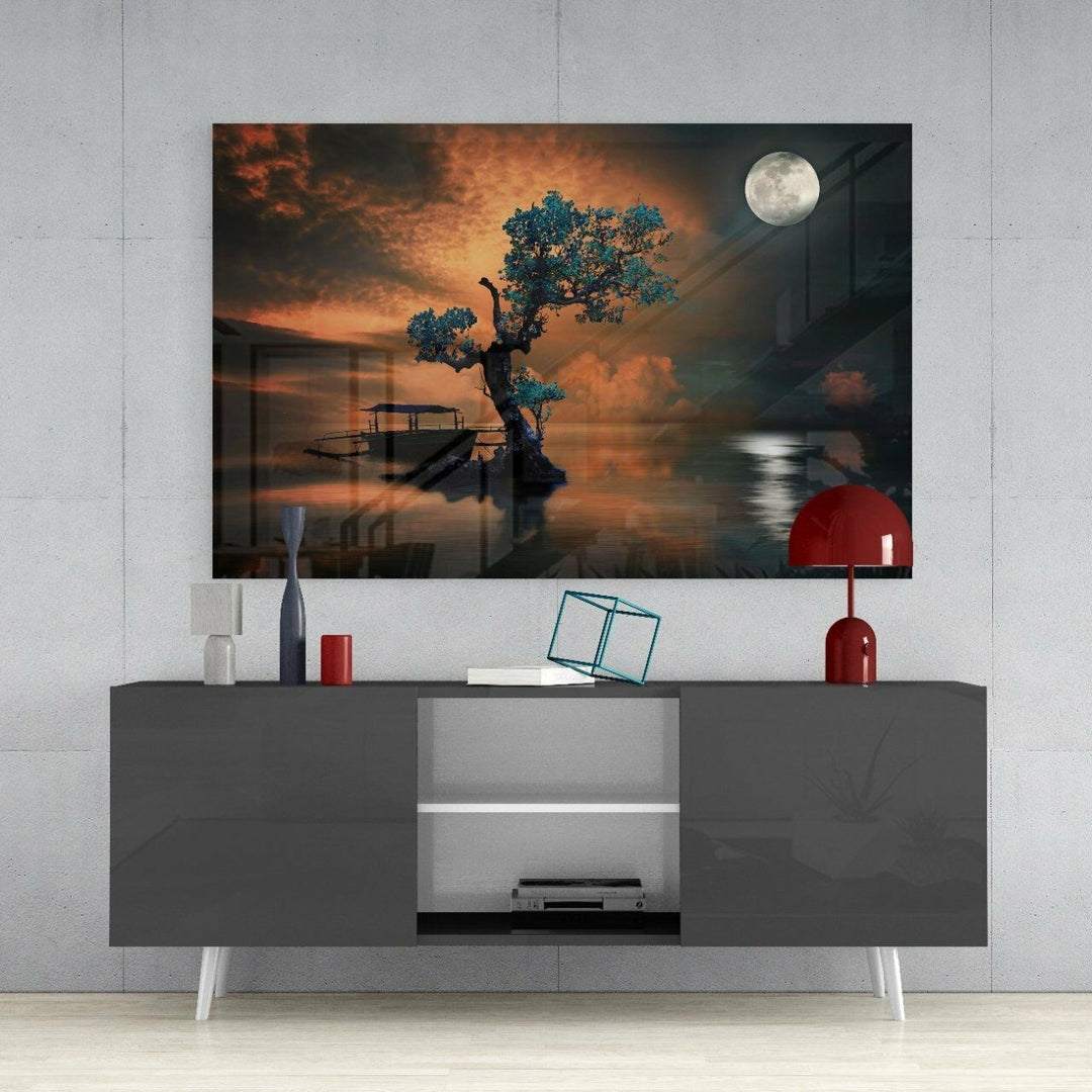 Ağacın Gecesi Cam Tablo