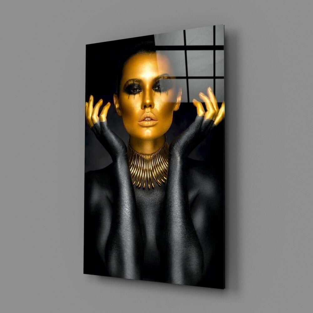 Altın Kadın Cam Tablo