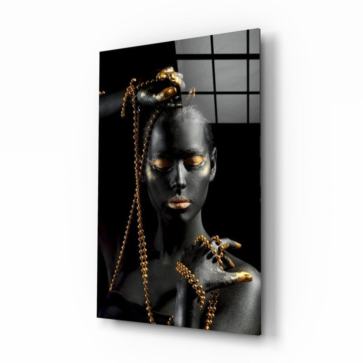 Altın Kadın Cam Tablo