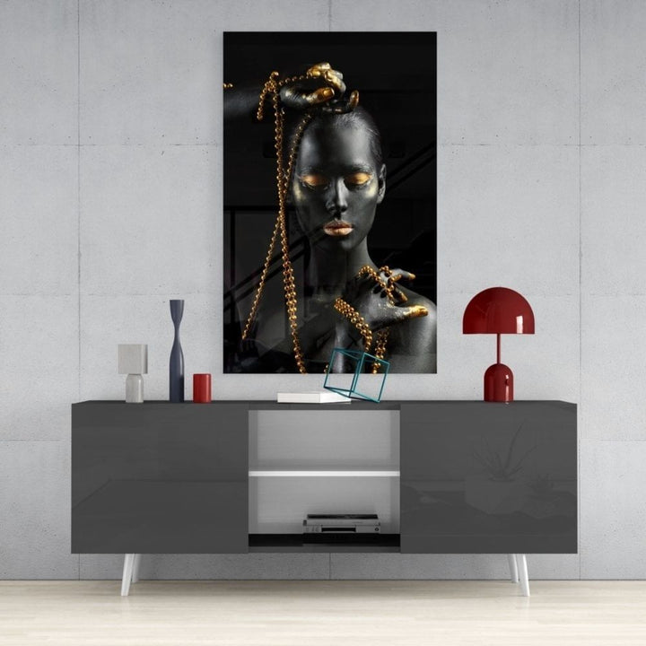 Altın Kadın Cam Tablo