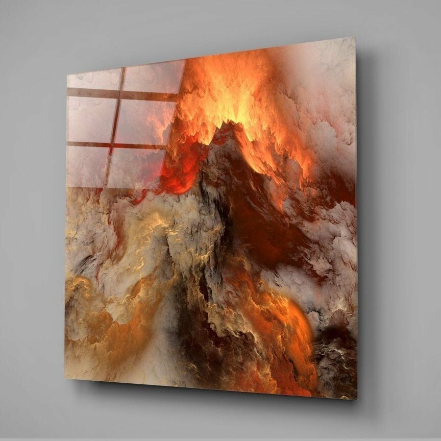 Altın Kaos Soyut Cam Tablo