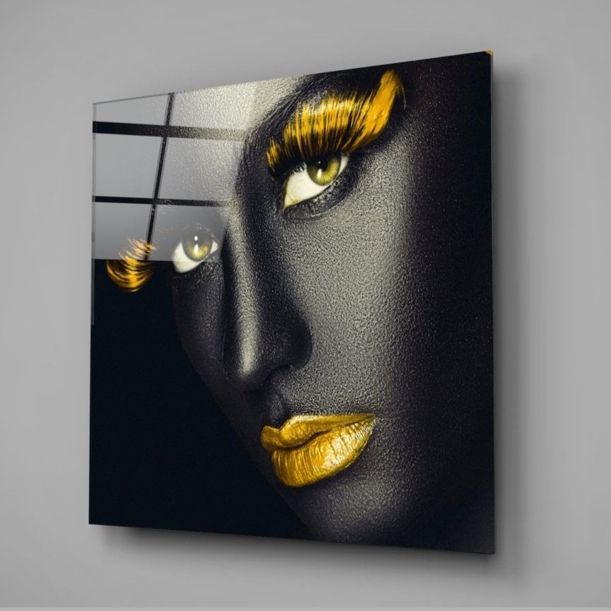 Altın Kirpikler Cam Tablo