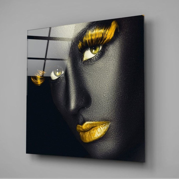 Altın Kirpikler Cam Tablo