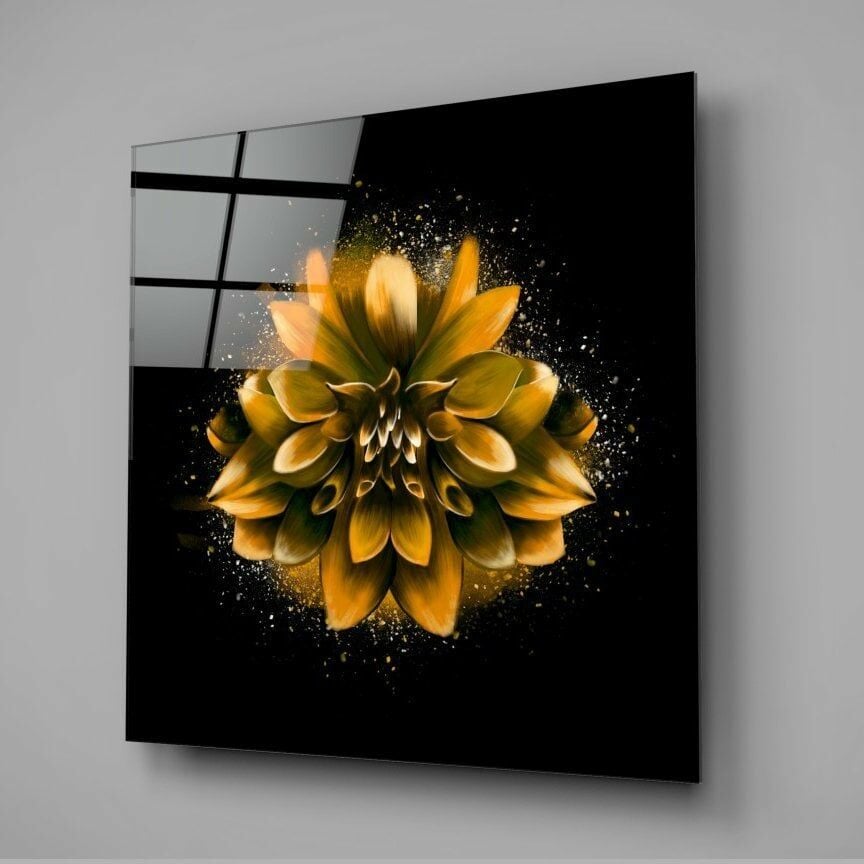 Altın Lotus Cam Tablo