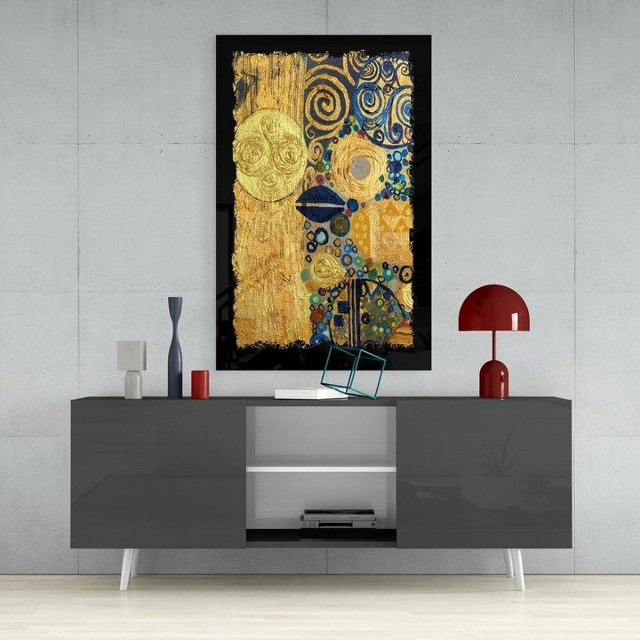 Altın Soyut Cam Tablo