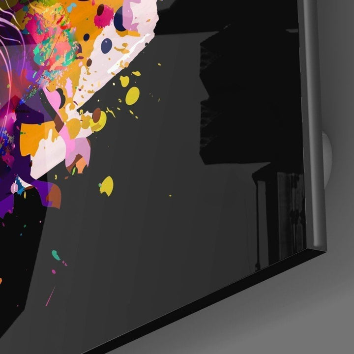 Aslanın Renkli Öfkesi Cam Tablo