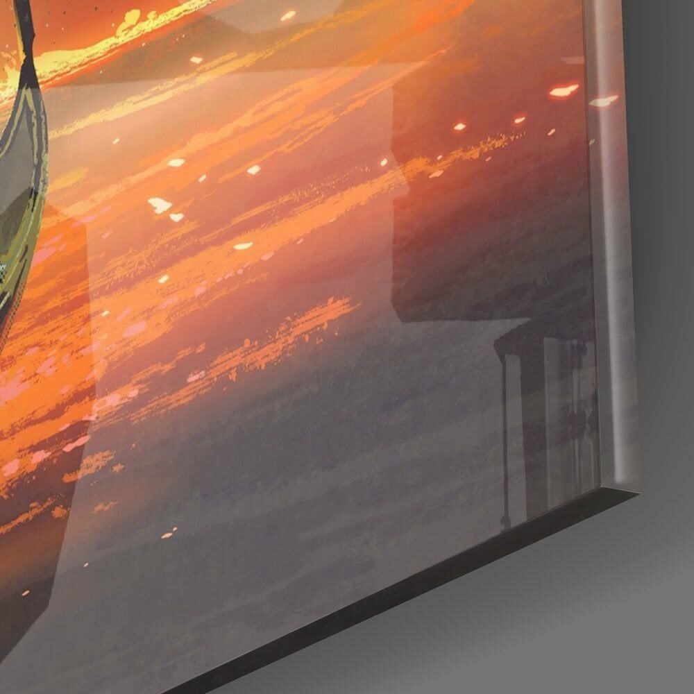 Ayın Kızılı Cam Tablo