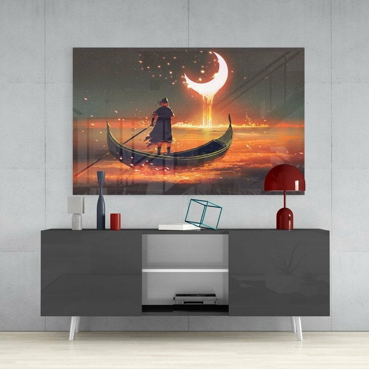 Ayın Kızılı Cam Tablo