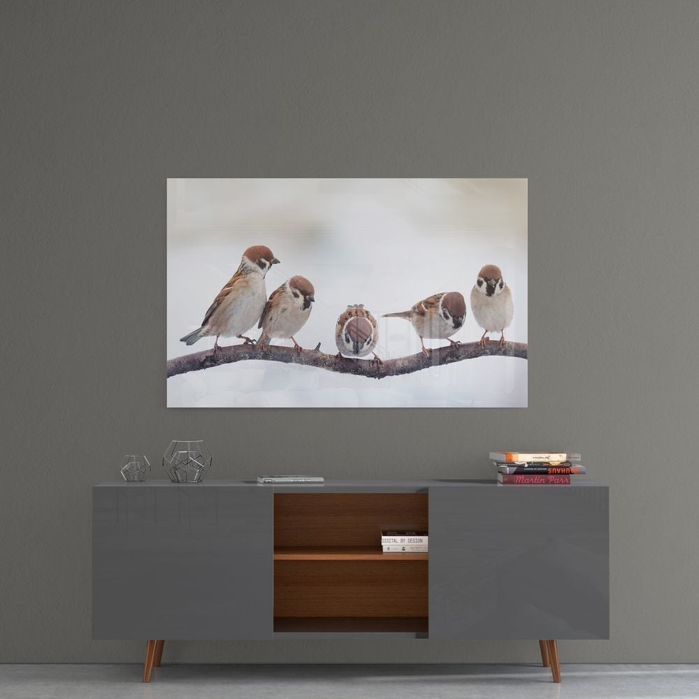 Beş Minik Kuş Cam Tablo No:1020