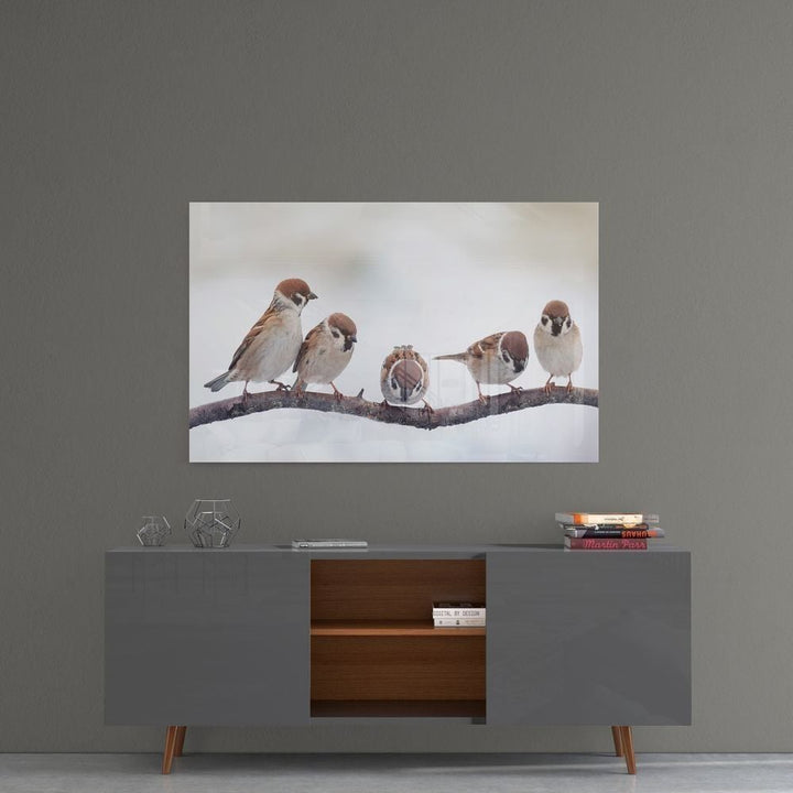 Beş Minik Kuş Cam Tablo No:1020