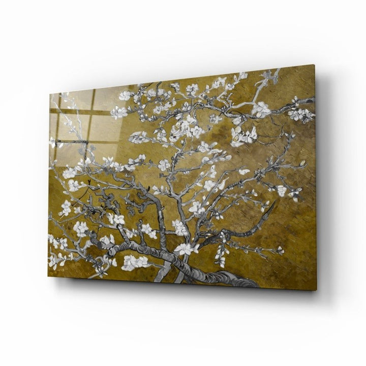 Beyaz Çiçekler Cam Tablo