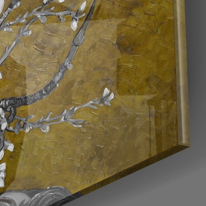 Beyaz Çiçekler Cam Tablo