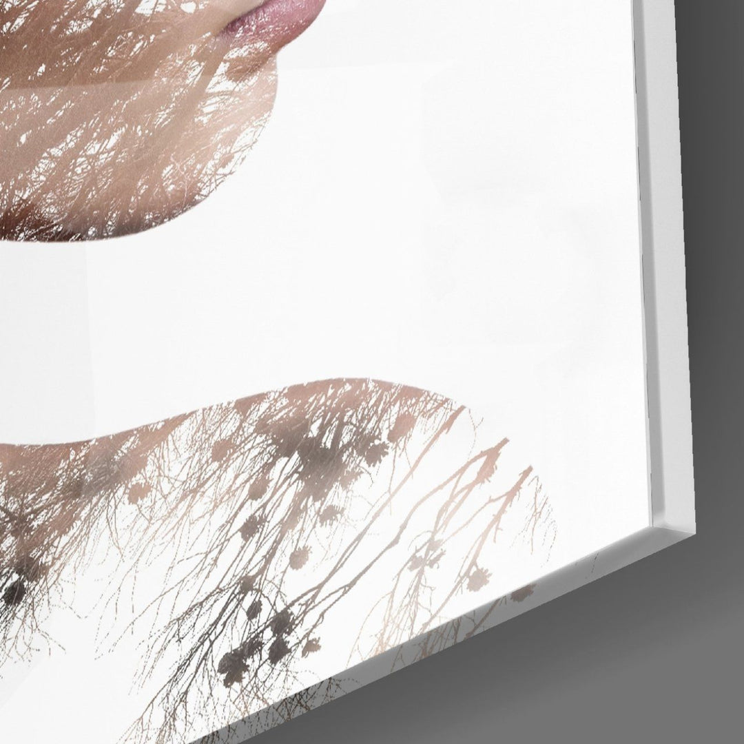 Bir Kadın Bir Kuş Cam Tablo