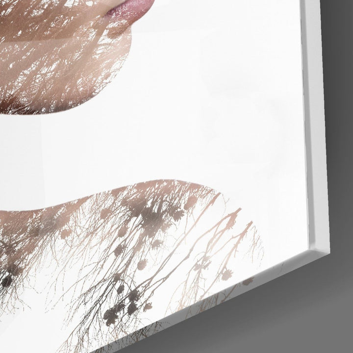 Bir Kadın Bir Kuş Cam Tablo