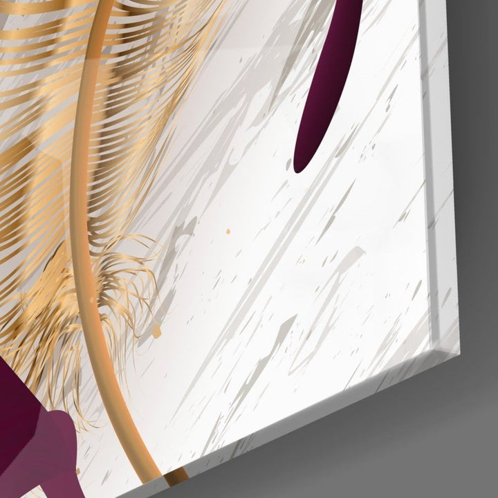 Bordo Yapraklar Cam Tablo