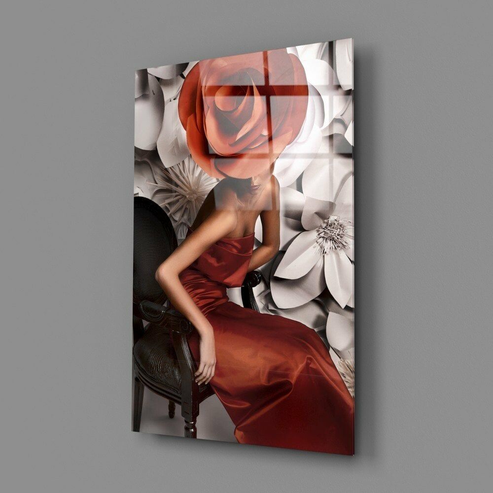 Çiçek Kadın Cam Tablo