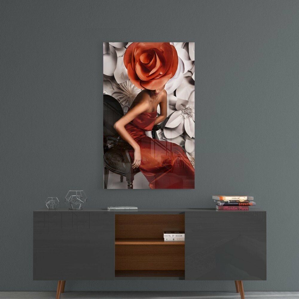 Çiçek Kadın Cam Tablo