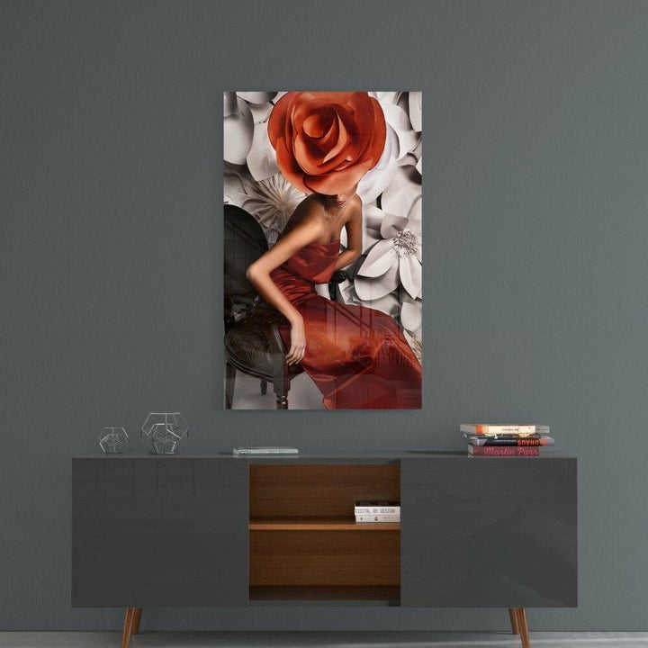 Çiçek Kadın Cam Tablo