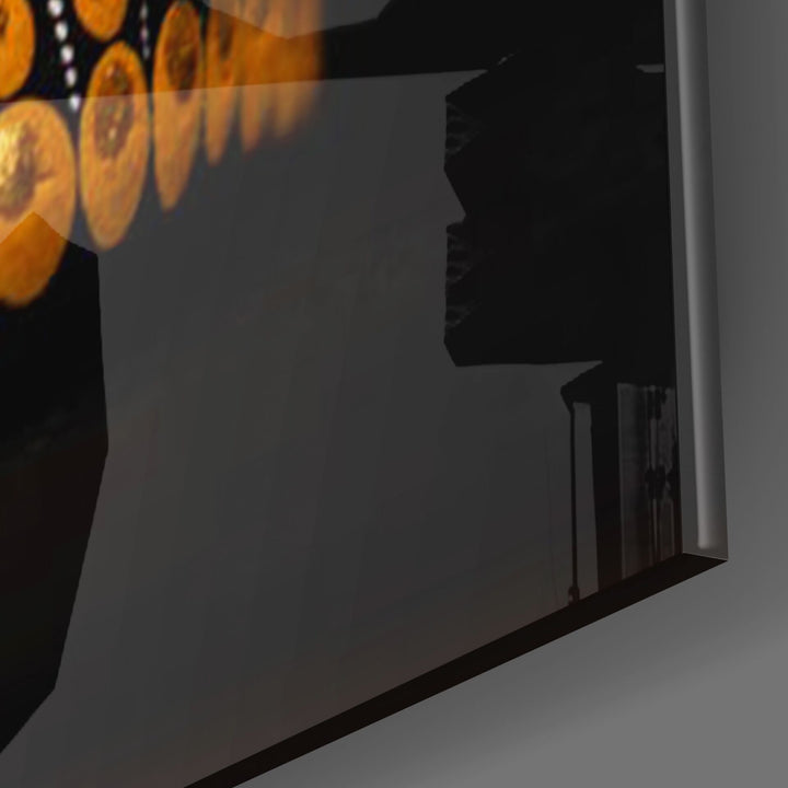 Çiçek Kafatası Cam Tablo