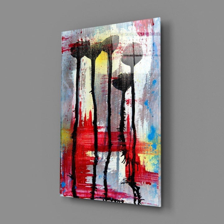 Çiçek Silüetleri Cam Tablo