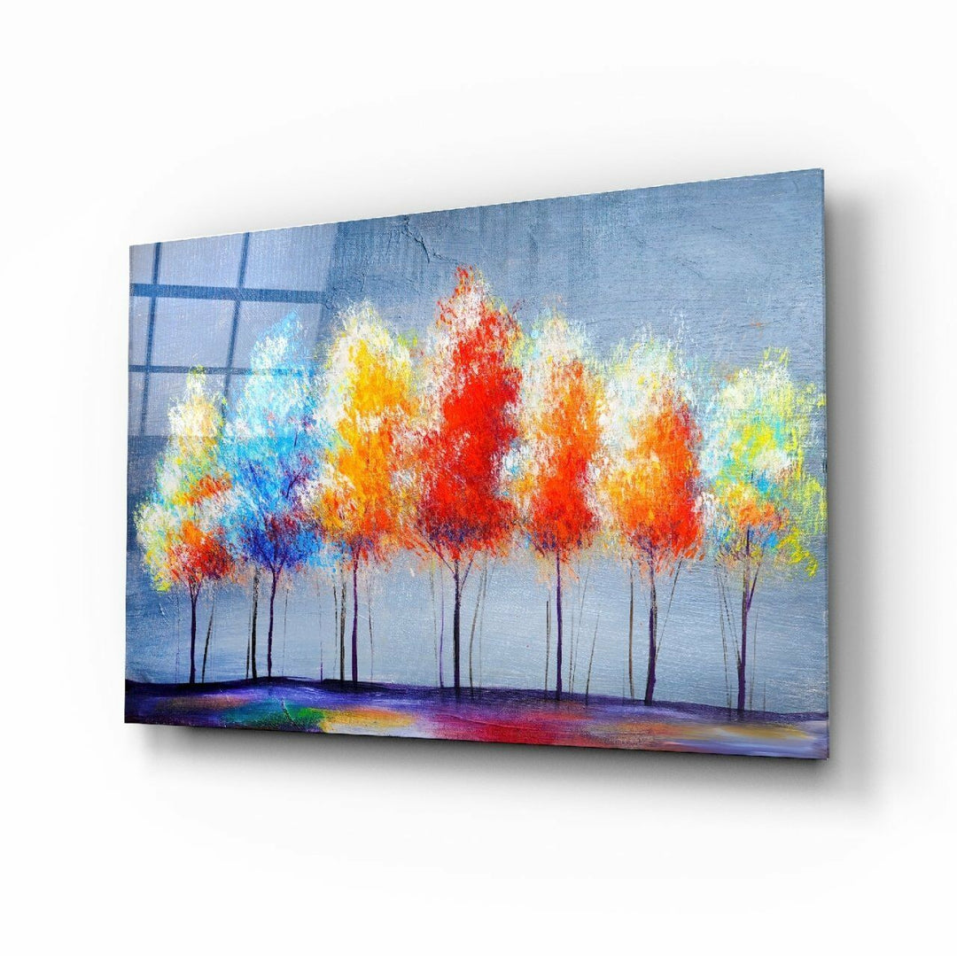 Çizim Ağaçlar Cam Tablo