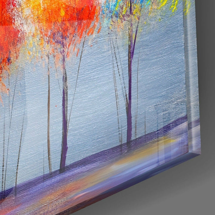 Çizim Ağaçlar Cam Tablo