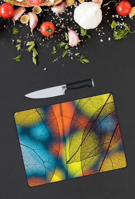 Minimal Yaprak Desen Cam Kesme Tablası