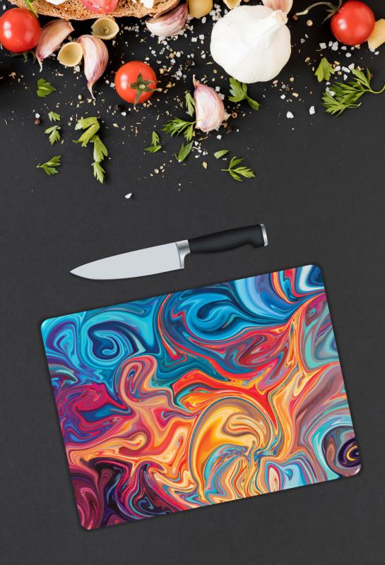 Renkli Desen Cam Kesme Tablası