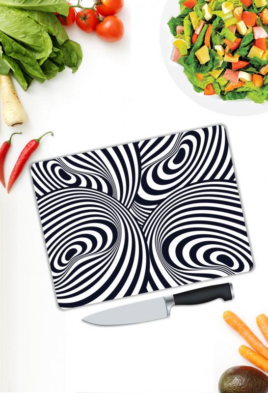 Siyah&Beyaz Desen Cam Kesme Tablası