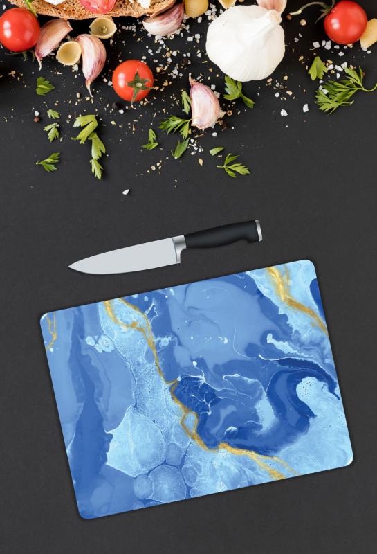 Mavi Mermer Desen Cam Kesme Tablası