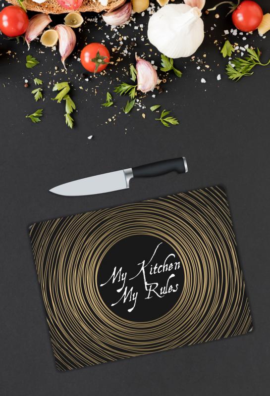 Gold Desenli Cam Kesme Tablası