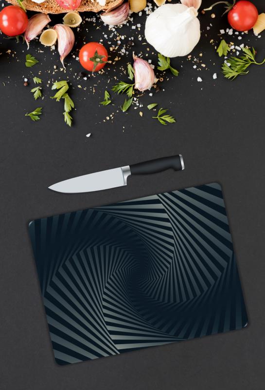 Siyah Desen Cam Kesme Tablası