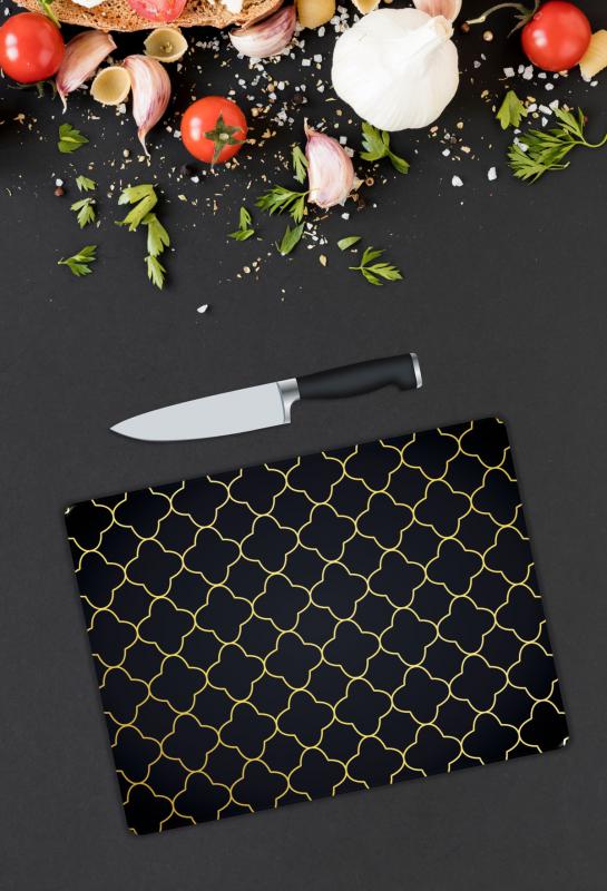 Gold Desen Cam Kesme Tablası