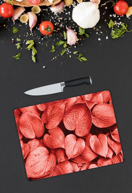 Kırmızı Yaprak Desen Cam Kesme Tablası