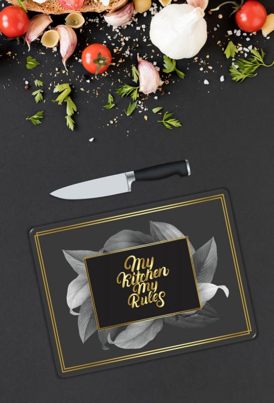 Siyah Desen Cam Kesme Tablası