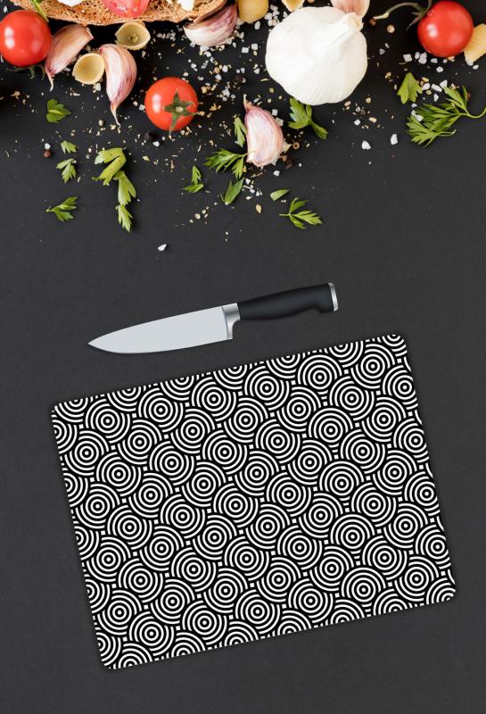 Siyah&Beyaz Desen Cam Kesme Tablası