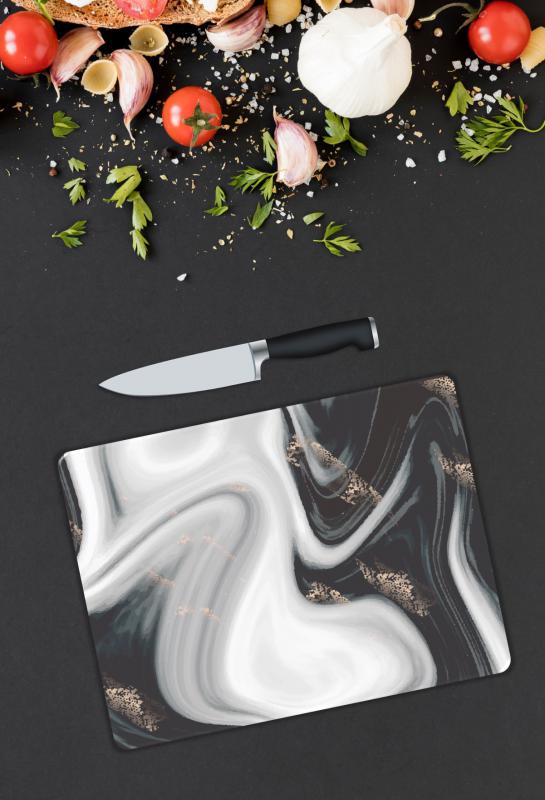 Siyah&Beyaz Desen Cam Kesme Tablası