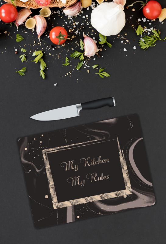 Benim Mutfağım Desen Cam Kesme Tablası