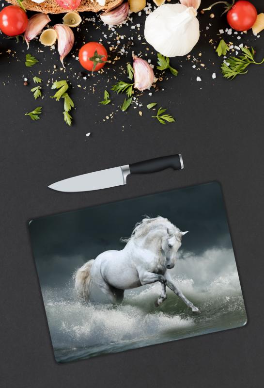 At Desen Cam Kesme Tablası