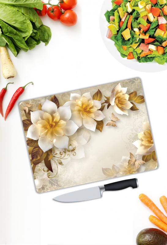 Çiçek Desen Cam Kesme Tablası