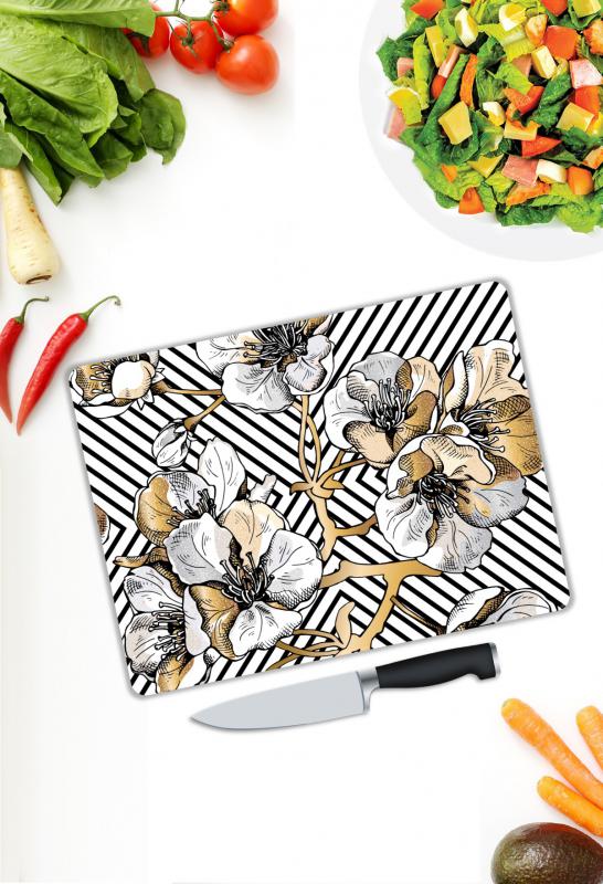 Çiçek Desen Cam Kesme Tablası