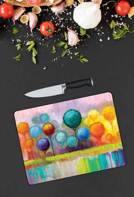 Renkli Desen Cam Kesme Tablası