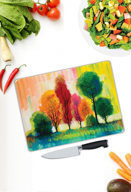 Renkli Ağaç Desen Cam Kesme Tablası